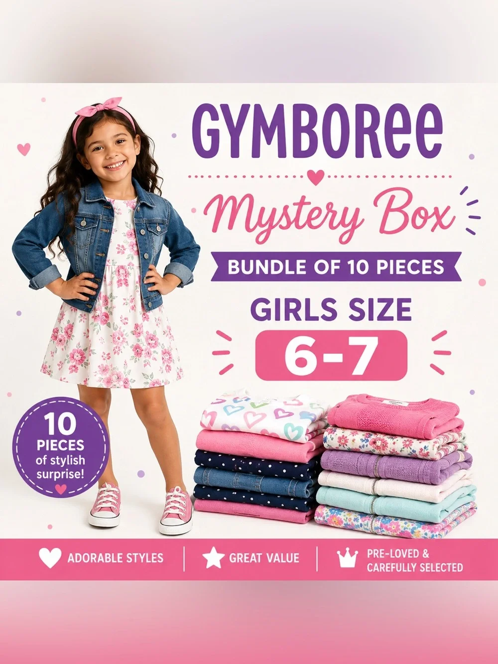 Gymboree Girls Mystery Box Bundle 10 Pcs Surprise Clothing Lot Fashion/size 6-7